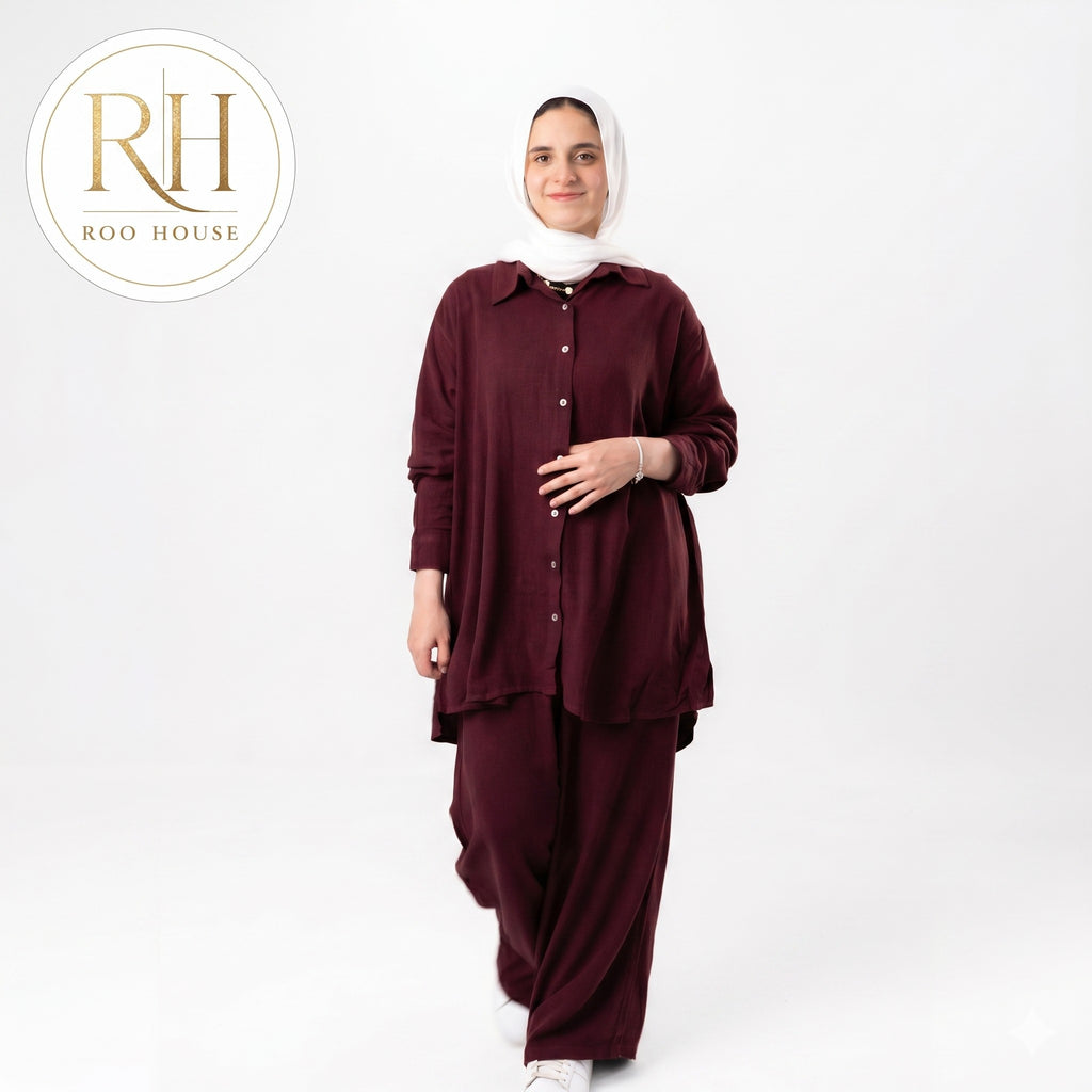 Burgundy Linen set