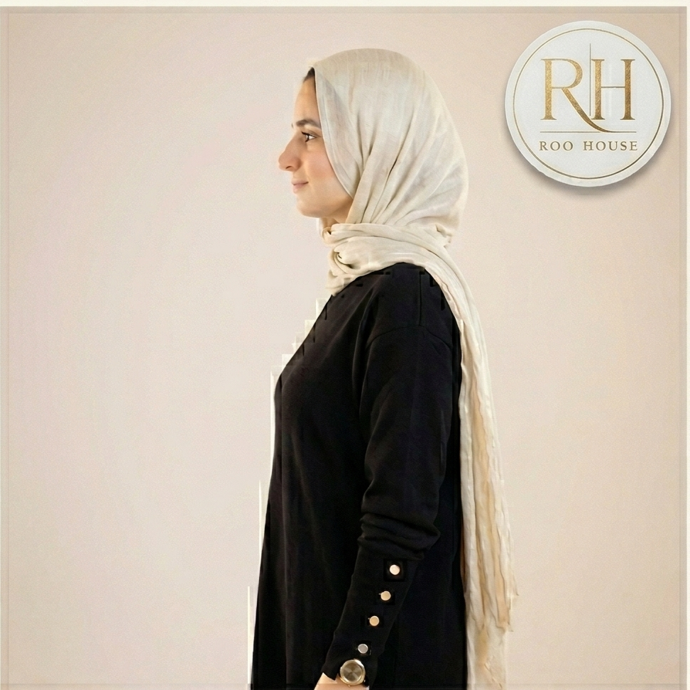 Black Soft Modest Button Top