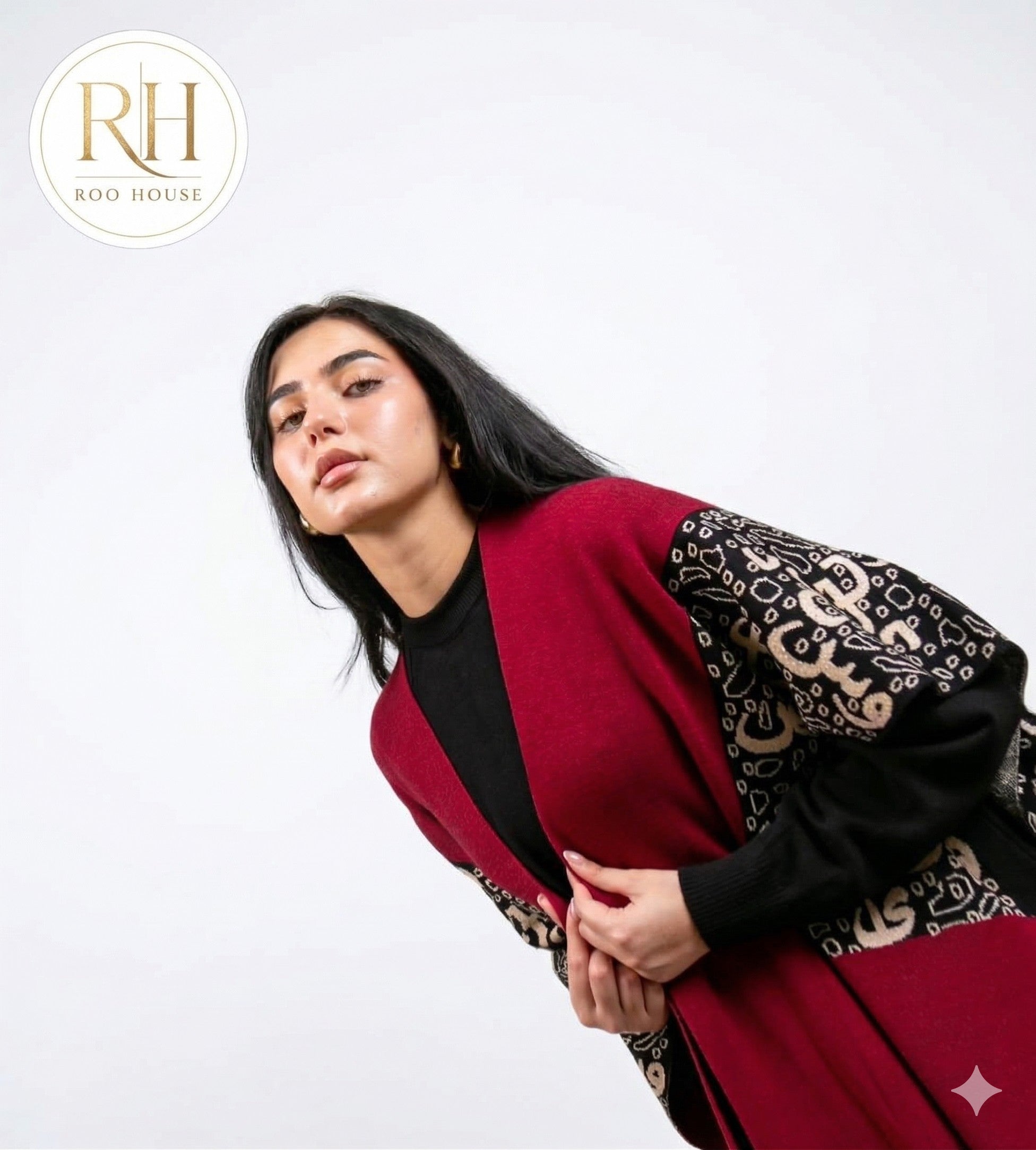 Red Arabic kint kimono