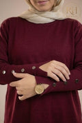 Burgundy Soft Modest Button Top