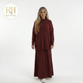 Burgundy kint skirt set