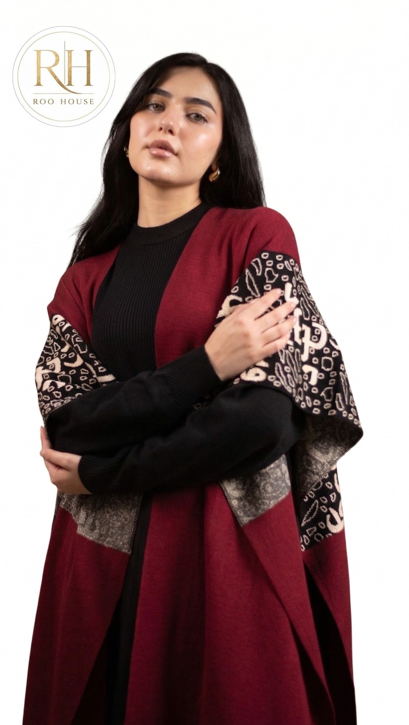 Red Arabic kint kimono