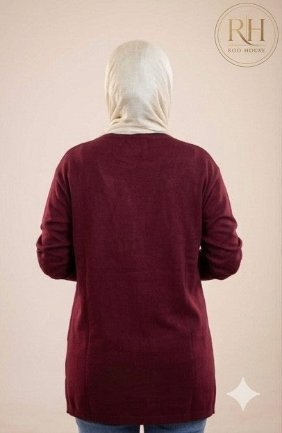 Burgundy Soft Modest Button Top